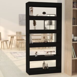 Versatile Black Engineered Wood Book Cabinet Room Divider Storage Organizer