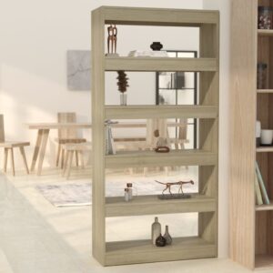 Versatile Sonoma Oak Wooden Bookshelf Room Divider Storage Organizer Display