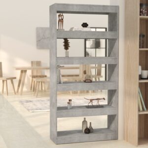 Versatile Engineered Wood Bookshelf Room Divider Storage Organizer Grey