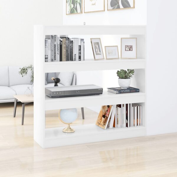 White Engineered Wood Bookshelf Cabinet Versatile Room Divider Storage Organizer