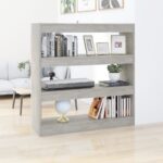 Versatile Concrete Grey Bookshelf Cabinet Room Divider Storage Organizer Chic