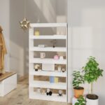 White Engineered Wood Bookshelf Cabinet Versatile Room Divider Storage Organizer