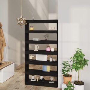 Versatile Black Engineered Wood Book Cabinet Room Divider Storage Organizer