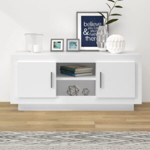 Chic White TV Stand Media Console Storage Cabinet Entertainment Center Organizer