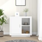 Elegant White Sideboard Storage Cabinet with Shelves for Living Room Bedroom