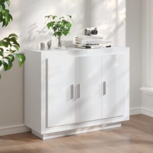 Elegant White Sideboard Storage Cabinet with Shelves for Living Room Bedroom