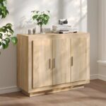 Elegant Sonoma Oak Sideboard Storage Cabinet with Shelves and Doors