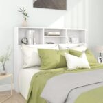 Chic White Wall Mounted Headboard Cabinet with Storage Shelves Bedroom Decor