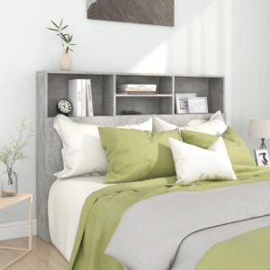 Contemporary Grey Wall Headboard Cabinet with Storage Compartments