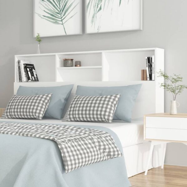 Chic White Wall Mounted Headboard Cabinet with Storage Shelves Bedroom Decor