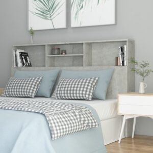 Contemporary Grey Wall Headboard Cabinet Storage Bookcase Bedroom Furniture