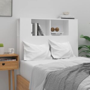 Chic White Wall-Mounted Headboard Cabinet with Storage Compartments