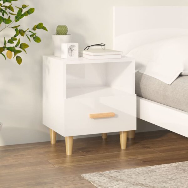 Bedside Cabinet High Gloss White 40x35x47 cm