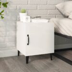 Elegant High Gloss White Bedside Cabinet Chic Engineered Wood Nightstand