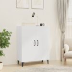 Elegant White Sideboard Cabinet Ample Storage Moisture Resistant Easy Clean