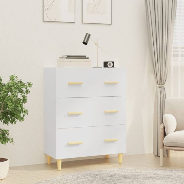 Elegant White Sideboard Buffet Storage Cabinet with Drawers Wood Finish