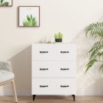 Chic White Sideboard Cabinet Engineered Wood Ample Storage Easy Clean Stylish