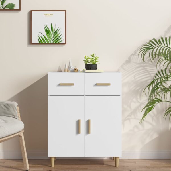 Elegant White Sideboard Cabinet Ample Storage Engineered Wood Chic Design