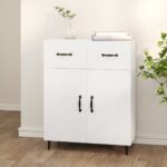 Elegant White Sideboard Cabinet Ample Storage Engineered Wood Chic Design