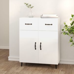 Chic High Gloss White Sideboard Storage Cabinet with Doors and Drawers