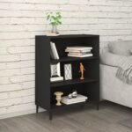 Elegant Black Sideboard Cabinet Ample Storage Display Shelves Moisture Resistant