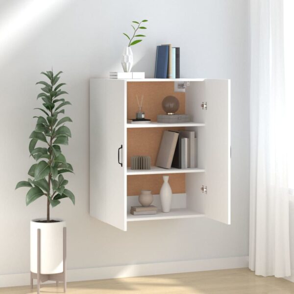 Chic White Floating Wall Cabinet Ample Storage Moisture Resistant Wood