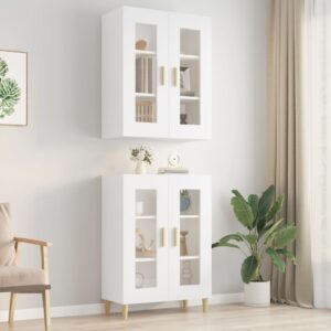 Chic White Wall-Mounted Cabinet Spacious Storage Glass Door Home Organizer