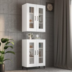 Chic White Wall-Mounted Cabinet Spacious Storage Glass Door Home Organizer