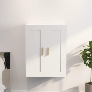 Chic White Floating Wall Cabinet Spacious Engineered Wood Storage Organizer