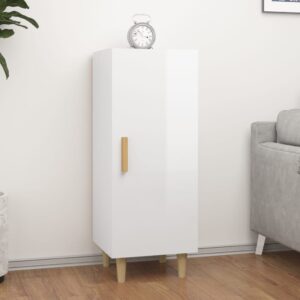 Chic High Gloss White Sideboard Engineered Wood Storage Cabinet with Shelves