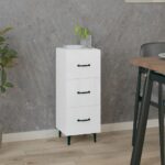 Sideboard High Gloss White 34.5x34x90 cm Engineered Wood