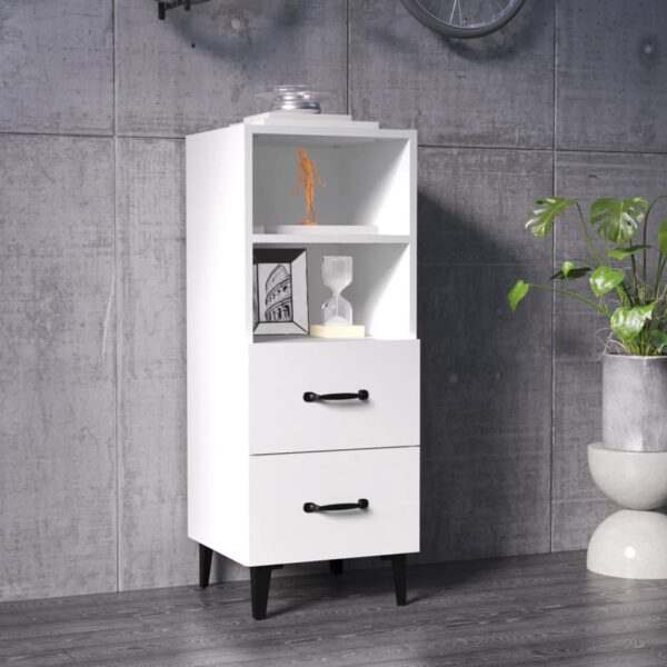 Elegant White Sideboard Cabinet Ample Storage Space Engineered Wood Stable