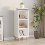 Elegant White Sideboard Cabinet Ample Storage Wooden Legs Modern Design