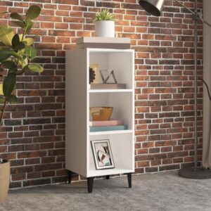 Chic White Sideboard Cabinet Ample Storage Metal Legs Engineered Wood Modern