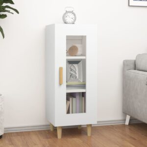 Chic White Sideboard Cabinet with Glass Door Storage Organizer Wood Furniture