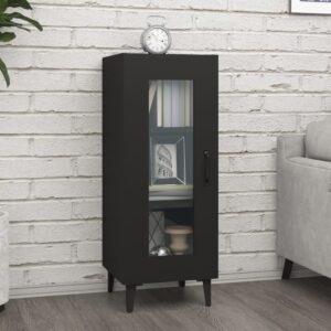 Chic Black Sideboard Cabinet Modern Engineered Wood Metal Legs Ample Storage