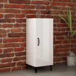 High Gloss White Sideboard Storage Cabinet with Metal Legs Modern Organizer