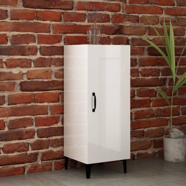 High Gloss White Sideboard Storage Cabinet with Metal Legs Modern Organizer