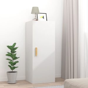 Chic White Floating Wall Cabinet Spacious Engineered Wood Storage Organizer