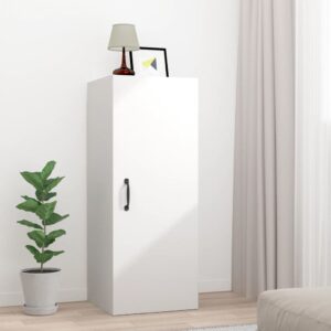 Chic White Wall-Mounted Storage Cabinet Engineered Wood Spacious Organizer