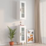 Chic White Wall-Mounted Storage Cabinet with Glass Door for Home Organization