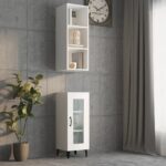 Chic White Floating Wall Cabinet Spacious Storage Versatile Engineered Wood