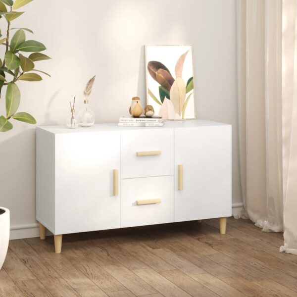 Elegant White Sideboard Cabinet Ample Storage Engineered Wood Chic Design