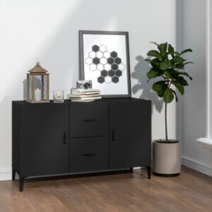 Elegant Black Sideboard Cabinet Ample Storage Engineered Wood Chic Design