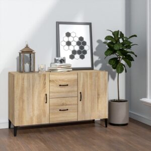 Chic Sonoma Oak Sideboard Buffet Storage Cabinet with Doors and Drawers