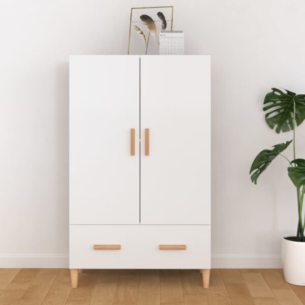 Highboard High Gloss White 70x31x115 cm Engineered Wood