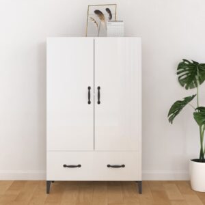 Chic High Gloss White Highboard Sideboard Cabinet with Storage and Drawer