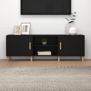 Chic Black TV Stand Media Console Storage Cabinet Engineered Wood Modern Design