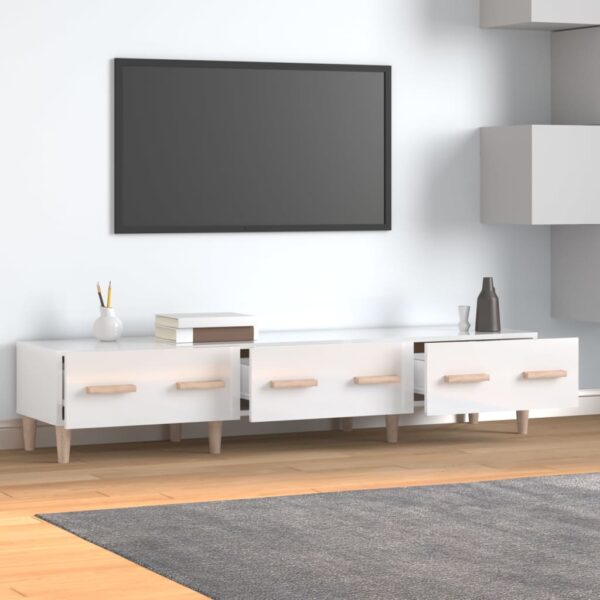 High Gloss White Modern TV Stand Media Storage Cabinet Engineered Wood Elegant