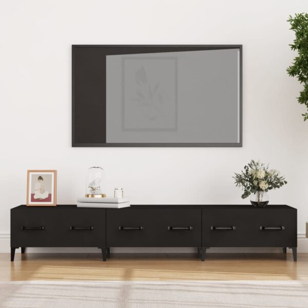 Modern Black TV Stand Media Console Storage Cabinet Engineered Wood Chic Design